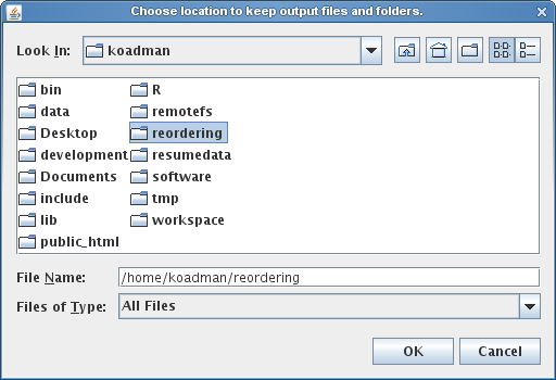 Dialog box to choose an output folder for the Mauve Contig Mover